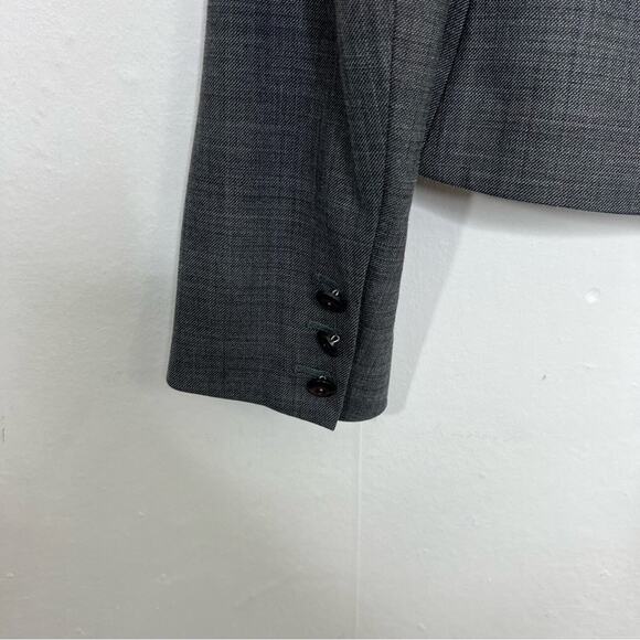 Rebecca Taylor Gray Wool Blend Ruffle Pleated Back Blazer Jacket Size 8 - Picture 6 of 13